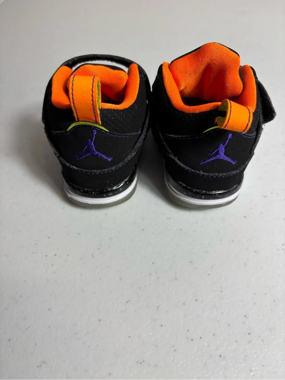 Air Jordan Flight 45 High sneakers black orange and purple infant size 4C
